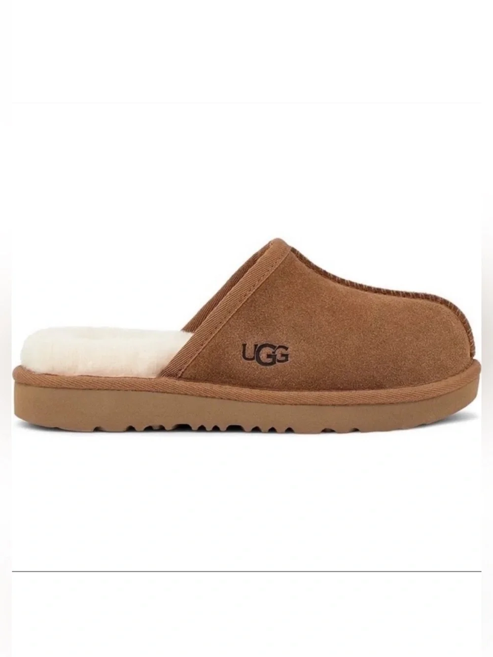 UGG Keegan Chestnut Suede Slide Slippers Shearling Kids Size 13M Cozy Comfort